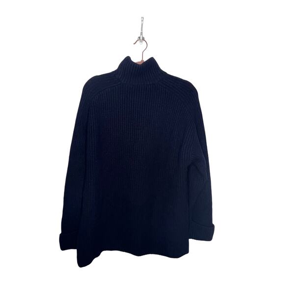 COS Navy Blue Oversized Heavy 100% Wool Knit High Neck Pullover Sweater Size S - Picture 4 of 9